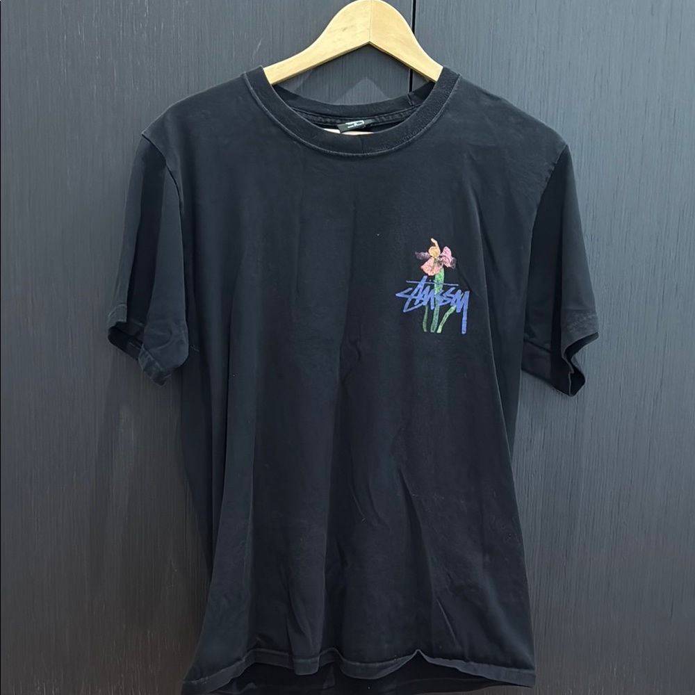 Stussy Black Tee with Vibrant Graphic